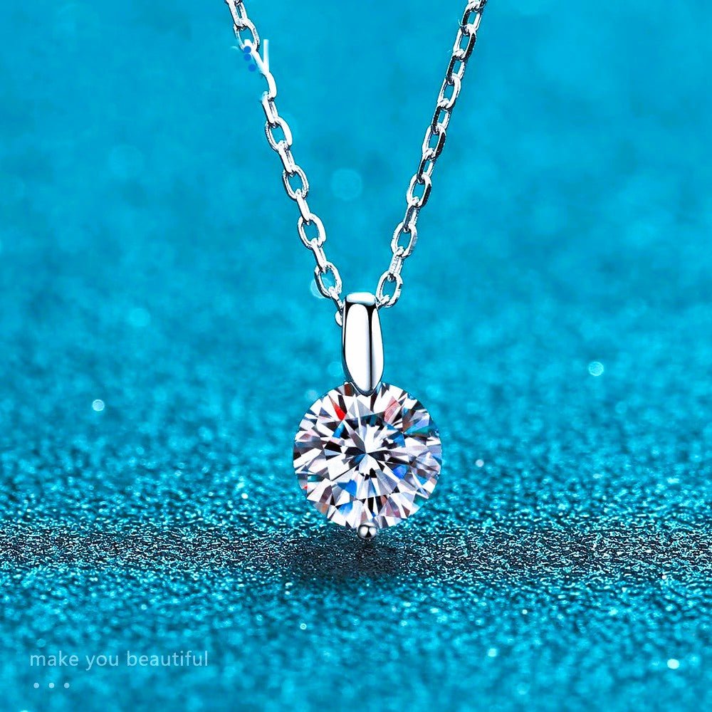 Ball Moissanite Necklace 1ct 2ct VVS1 D Color 925 Sterling Silver O - Chain Pendant Women with GRA Certificate - Diamond - Lab