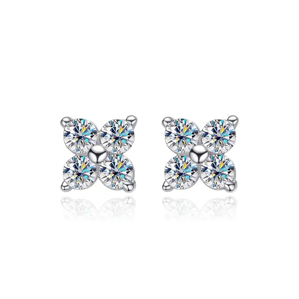 Brilliant Moissanite Stud Earrings925 Sterling Silver Multi Carat Set for Women – 0.8ct D Color VVS1 | 18K White Gold Plated - Diamond - Lab