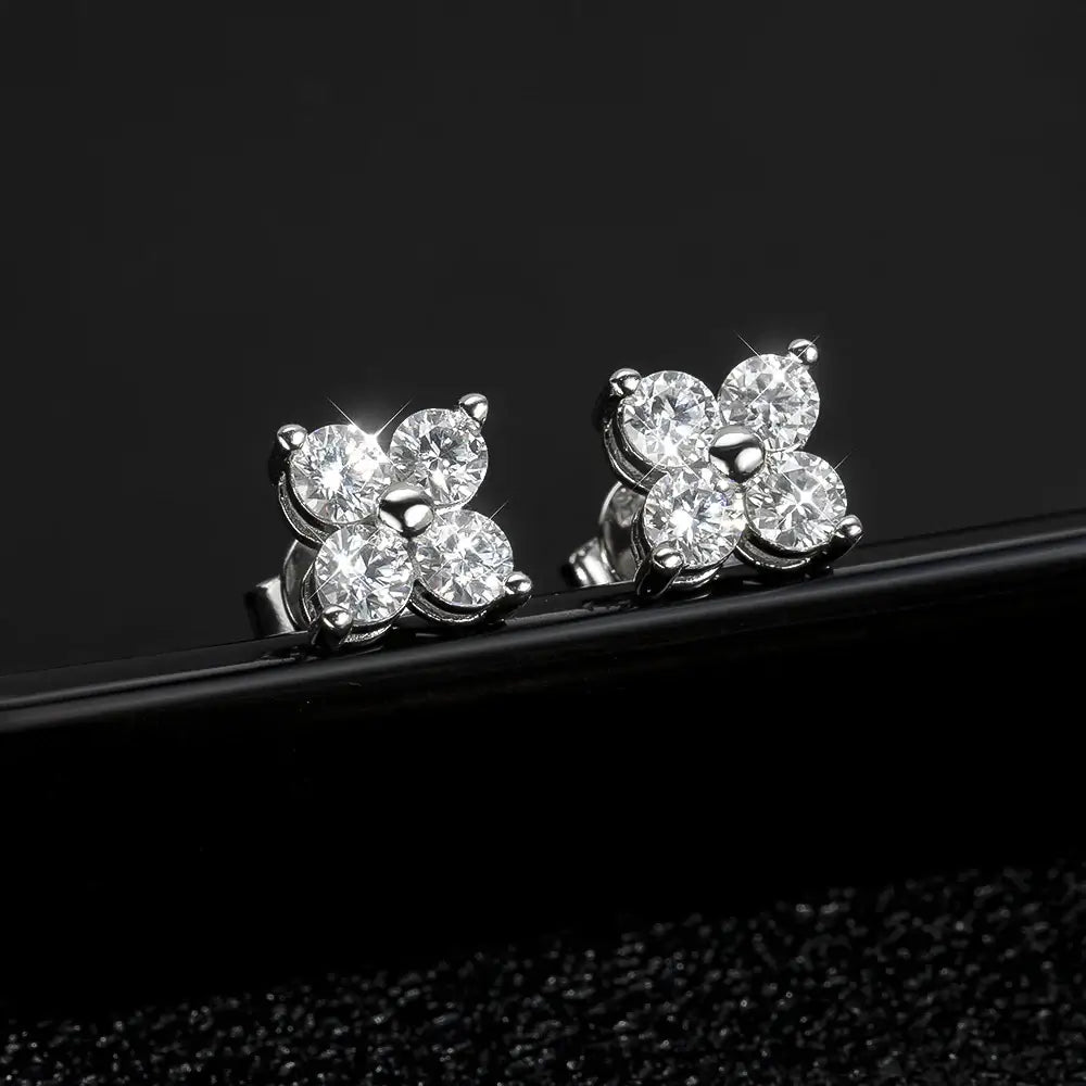 Brilliant Moissanite Stud Earrings925 Sterling Silver Multi Carat Set for Women – 0.8ct D Color VVS1 | 18K White Gold Plated - Diamond - Lab