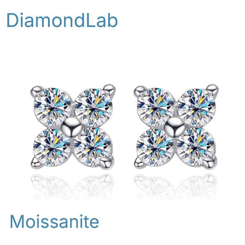 Brilliant Moissanite Stud Earrings925 Sterling Silver Multi Carat Set for Women – 0.8ct D Color VVS1 | 18K White Gold Plated - Diamond - Lab