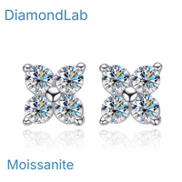 Brilliant Moissanite Stud Earrings925 Sterling Silver Multi Carat Set for Women – 0.8ct D Color VVS1 | 18K White Gold Plated - Diamond - Lab