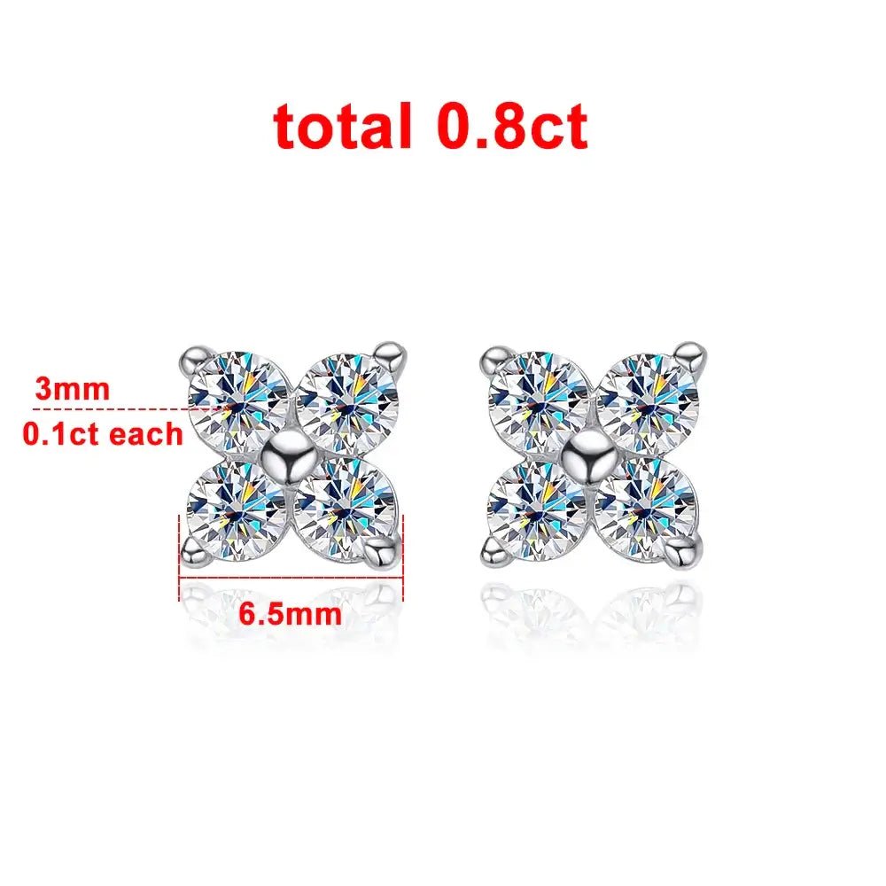 Brilliant Moissanite Stud Earrings925 Sterling Silver Multi Carat Set for Women – 0.8ct D Color VVS1 | 18K White Gold Plated - Diamond - Lab