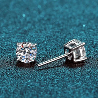 Crown Pattern D Color VVS1 Moissanite Stud Earrings 925 Sterling Silver 8 Hearts 8 Arrows Round Cut Women - Diamond - Lab