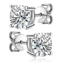 Crown Pattern D Color VVS1 Moissanite Stud Earrings 925 Sterling Silver 8 Hearts 8 Arrows Round Cut Women - Diamond - Lab