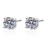 Crown Pattern D Color VVS1 Moissanite Stud Earrings 925 Sterling Silver 8 Hearts 8 Arrows Round Cut Women - Diamond - Lab