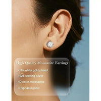 Crown Pattern D Color VVS1 Moissanite Stud Earrings 925 Sterling Silver 8 Hearts 8 Arrows Round Cut Women - Diamond - Lab