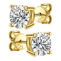 Crown Pattern D Color VVS1 Moissanite Stud Earrings 925 Sterling Silver 8 Hearts 8 Arrows Round Cut Women - Diamond - Lab