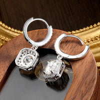 D Color VVS1 Moissanite Pendant Drop Earrings 925 Sterling Silver 18K White Gold Plated GRA Certified Round Cut - Diamond - Lab