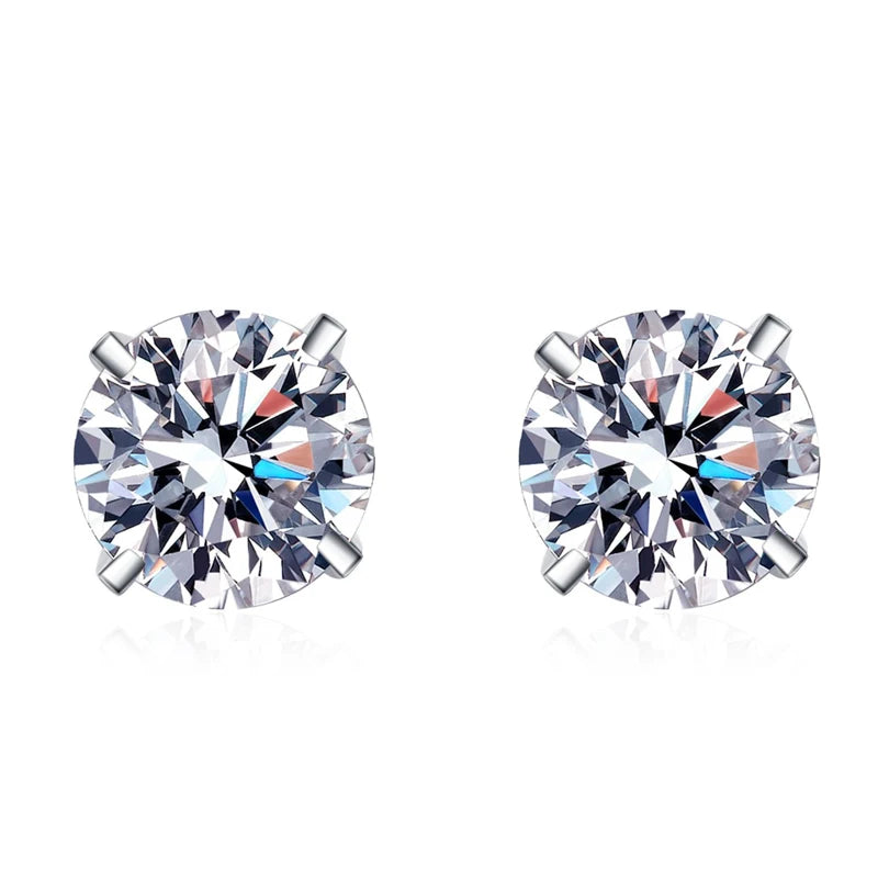 Certified moissanite stud earrings AF protection technology silver base