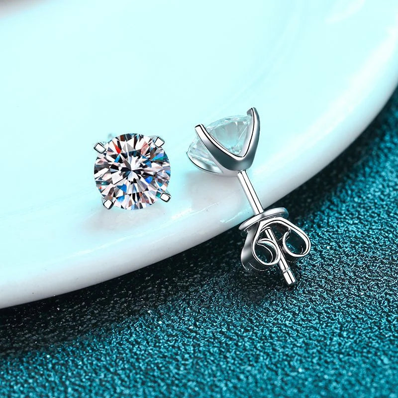 NGSTC certified earrings 925 metal stamp moissanite round pattern