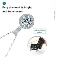 1CT D VVS1 Moissanite Pendant Necklace 925 Sterling Silver Real O-Chain Rhodium Plated GRA Certified Women