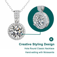 1CT D VVS1 Moissanite Pendant Necklace 925 Sterling Silver Real O-Chain Rhodium Plated GRA Certified Women