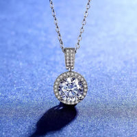 1CT D VVS1 Moissanite Pendant Necklace 925 Sterling Silver Real O-Chain Rhodium Plated GRA Certified Women