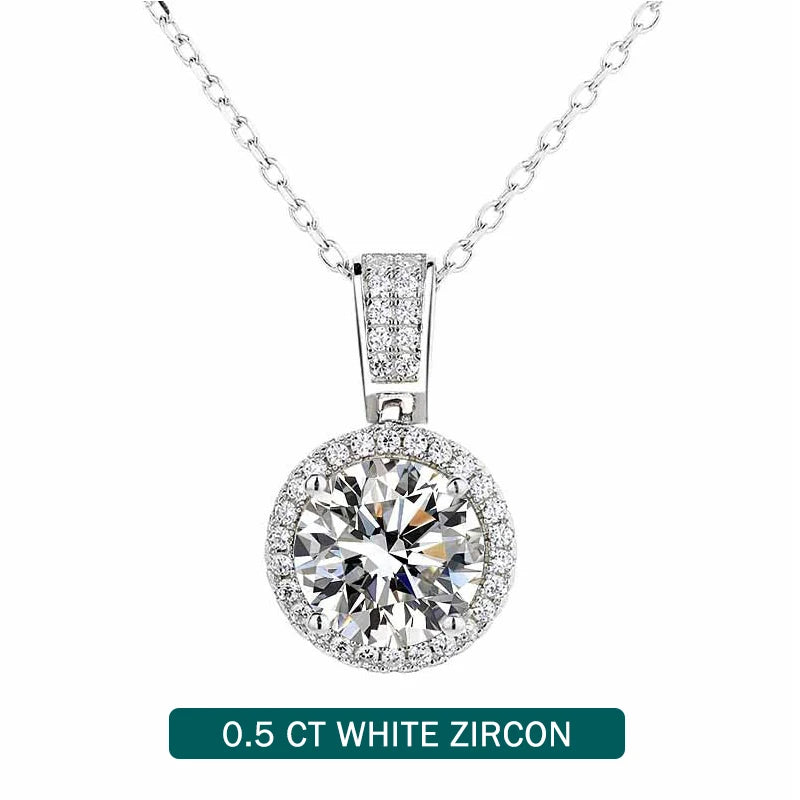 Diamond-Lab 1ct Moissanite Ball Pendant Necklace – D Color VVS1, 925 Sterling Silver, 6.5mm Round Cut, GRA Certified, Rhodium-Plated Fine Jewelry for Women - Diamond-Lab