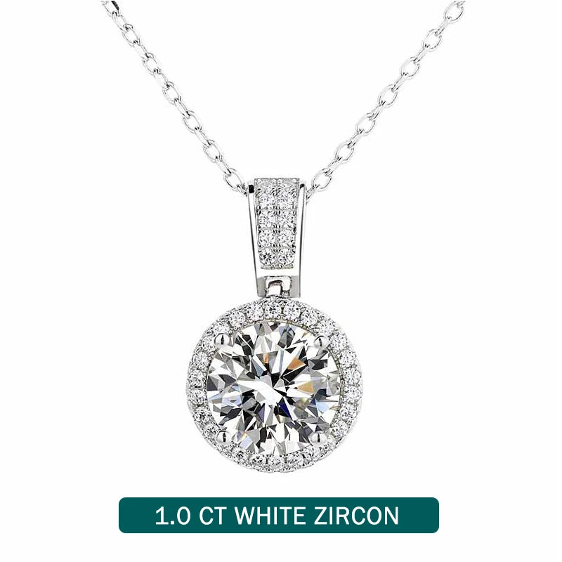 Diamond-Lab 1ct Moissanite Ball Pendant Necklace – D Color VVS1, 925 Sterling Silver, 6.5mm Round Cut, GRA Certified, Rhodium-Plated Fine Jewelry for Women - Diamond-Lab