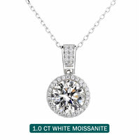 Diamond-Lab 1ct Moissanite Ball Pendant Necklace – D Color VVS1, 925 Sterling Silver, 6.5mm Round Cut, GRA Certified, Rhodium-Plated Fine Jewelry for Women - Diamond-Lab