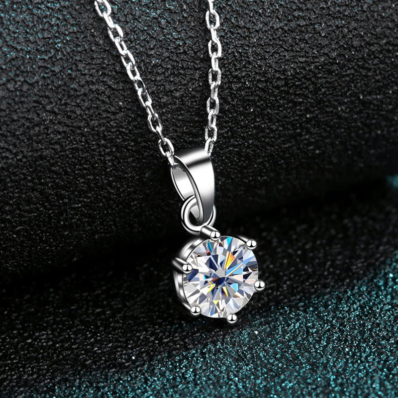 Diamond-Lab 0.5ct–2ct Square Moissanite Pendant Necklace – D Color VVS1, Pear Cut, 925 Sterling Silver, Link Chain, GRA Certified Fine Jewelry for Women - Diamond-Lab