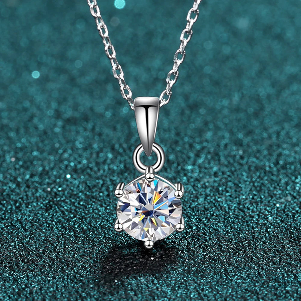 Diamond-Lab 0.5ct–2ct Square Moissanite Pendant Necklace – D Color VVS1, Pear Cut, 925 Sterling Silver, Link Chain, GRA Certified Fine Jewelry for Women - Diamond-Lab