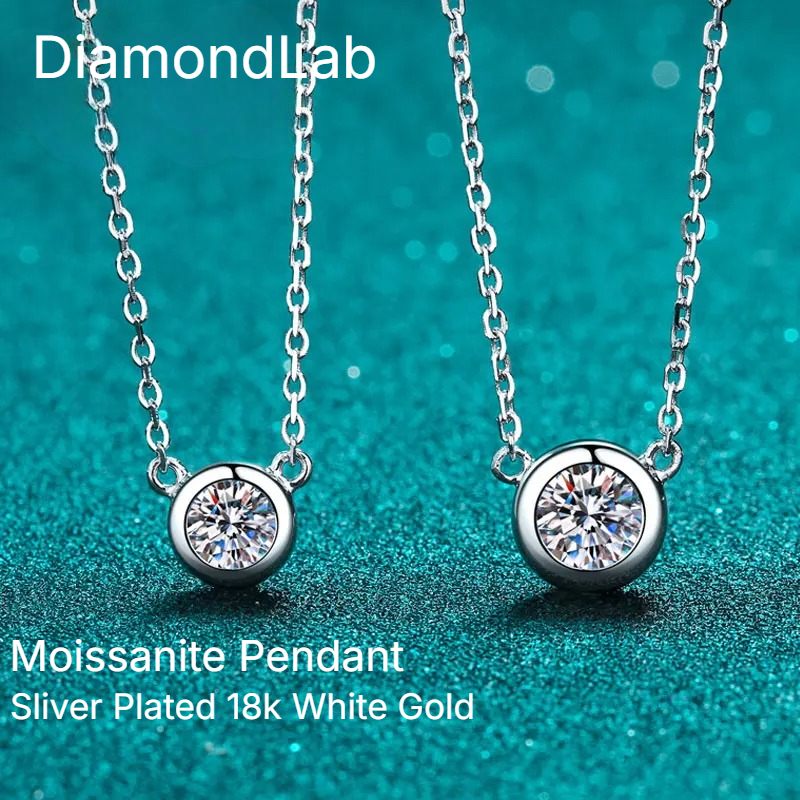 Hip Hop Moissanite Necklace 925 Silver White Gold Unisex 