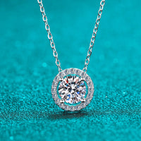 Diamond-Lab 0.5ct–2ct Moissanite Pendant Necklace – round pendant classic moissanite necklace