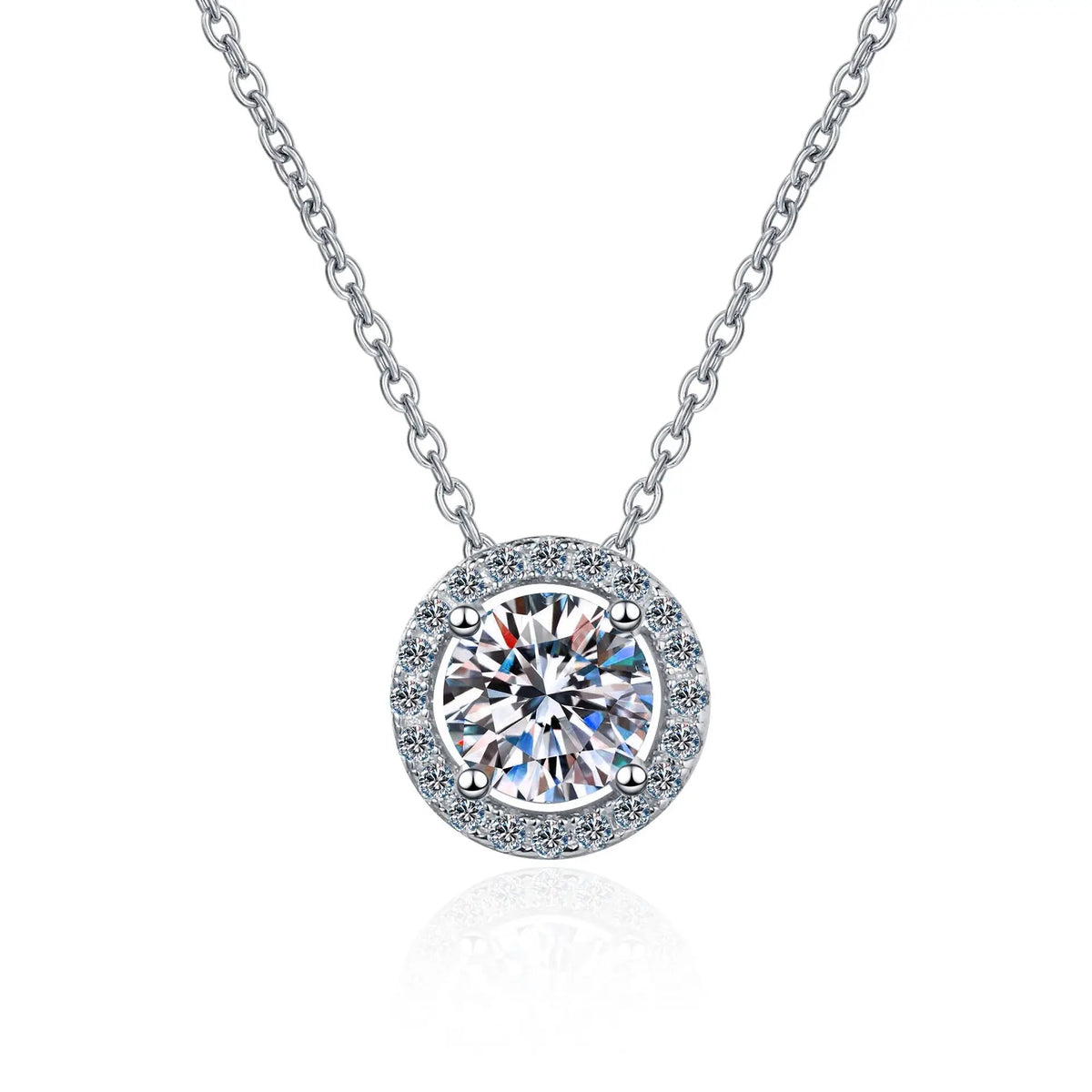  0.5ct–2ct Moissanite Pendant Necklace –round pendant classic moissanite necklace