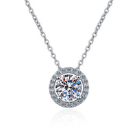  0.5ct–2ct Moissanite Pendant Necklace –round pendant classic moissanite necklace
