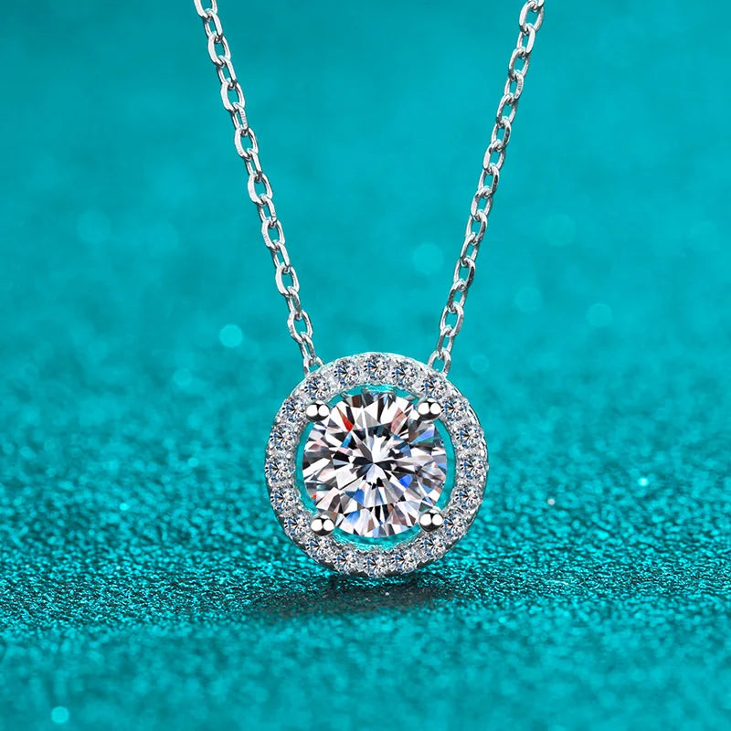 Diamond-Lab 0.5ct–2ct Moissanite Pendant Necklace – authentic classic moissanite necklace certificate