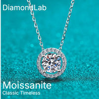 Classic Moissanite Necklace 925 Silver Round Pendant