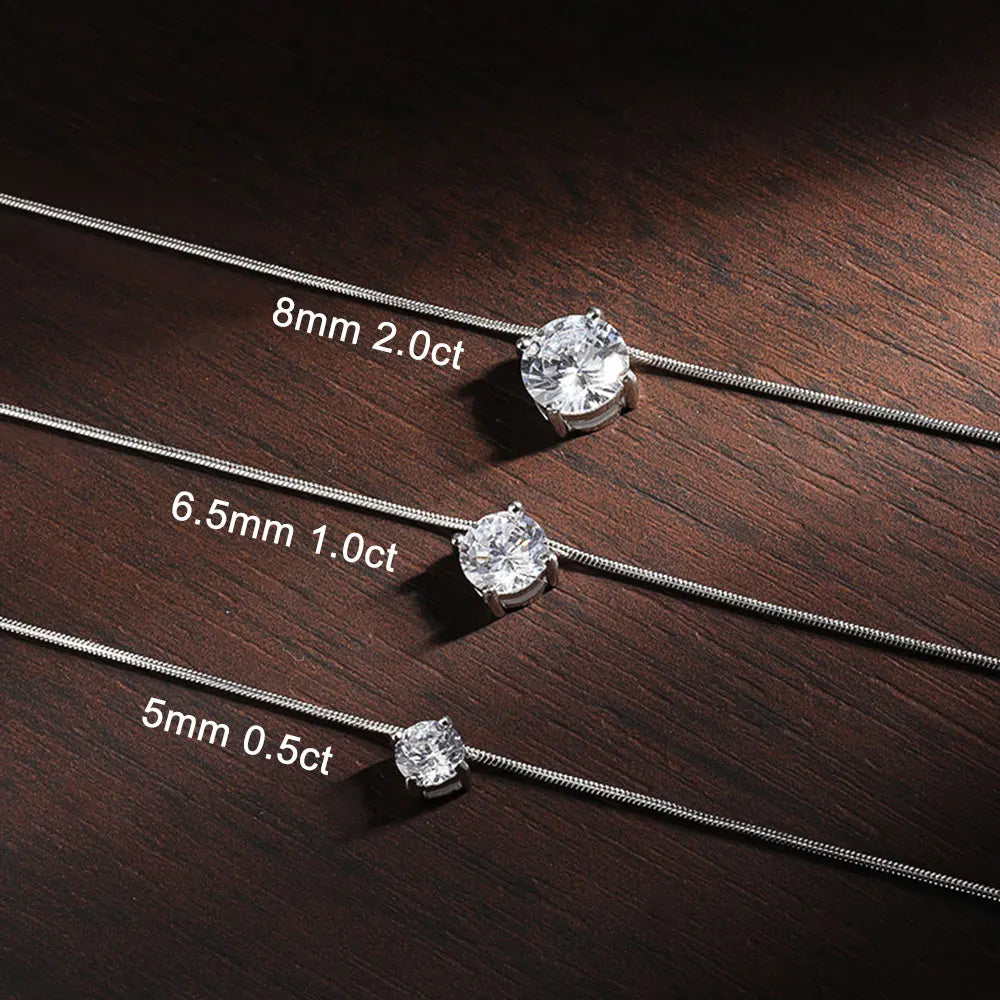 Diamond-Lab Moissanite Solitaire Pendant – D Color VVS1, 0.5ct/1ct/2ct, 8 Heart 8 Arrow Round Cut, 925 Sterling Silver, GRA Certified Fine Jewelry - Diamond-Lab