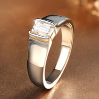 Diamond-Lab 0.8ct D VVS1 Emerald Cut Moissanite Engagement Ring for Women – GRA Certified 925 Sterling Silver Wedding Band with 18K White Gold Plating - Diamond-Lab