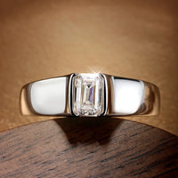 Diamond-Lab 0.8ct D VVS1 Emerald Cut Moissanite Engagement Ring for Women – GRA Certified 925 Sterling Silver Wedding Band with 18K White Gold Plating - Diamond-Lab
