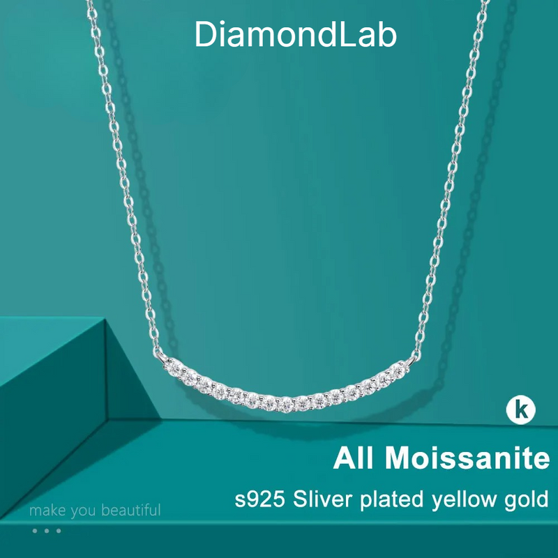 Trending Tennis Moissanite Necklaces All Stone 925 Silver 