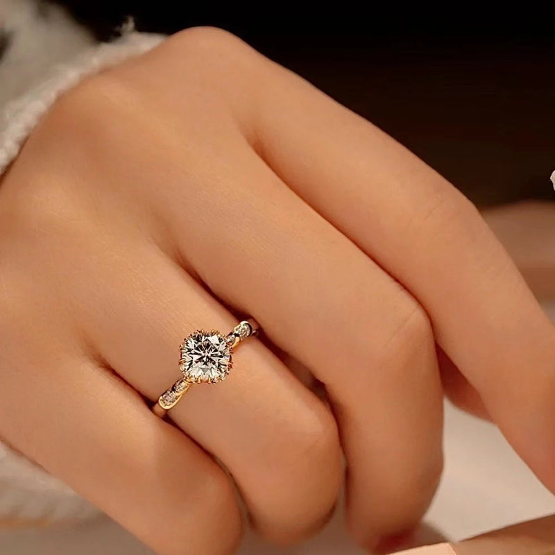 classic moissanite ring sterling silver certified engagement