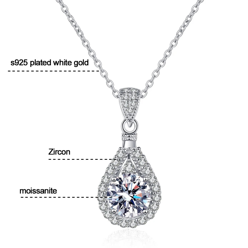 Diamond-Lab Moissanite Cross Pendant Necklace – D Color VVS1, 1ct/2ct, 925 Sterling Silver, 18K White Gold Plated, CNAS & GRA Certified, Unisex Fine Jewelry - Diamond-Lab