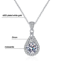Diamond-Lab Moissanite Cross Pendant Necklace – D Color VVS1, 1ct/2ct, 925 Sterling Silver, 18K White Gold Plated, CNAS & GRA Certified, Unisex Fine Jewelry - Diamond-Lab