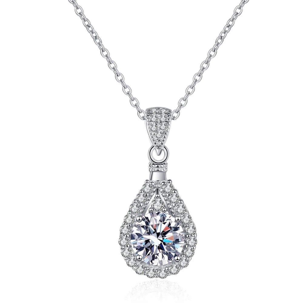 Diamond-Lab Moissanite Cross Pendant Necklace – D Color VVS1, 1ct/2ct, 925 Sterling Silver, 18K White Gold Plated, CNAS & GRA Certified, Unisex Fine Jewelry - Diamond-Lab