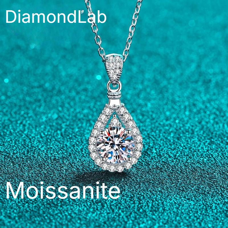 Diamond-Lab Moissanite Cross Pendant Necklace – D Color VVS1, 1ct/2ct, 925 Sterling Silver, 18K White Gold Plated, CNAS & GRA Certified, Unisex Fine Jewelry - Diamond-Lab