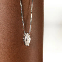 1ct Marquise Cut Moissanite Necklace 925 Sterling Silver 18k Gold Plated Chain VVS1 D Color with GRA Certificate