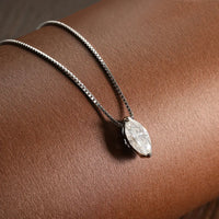 1ct Marquise Cut Moissanite Necklace 925 Sterling Silver 18k Gold Plated Chain VVS1 D Color with GRA Certificate