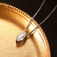 1ct Marquise Cut Moissanite Necklace 925 Sterling Silver 18k Gold Plated Chain VVS1 D Color with GRA Certificate
