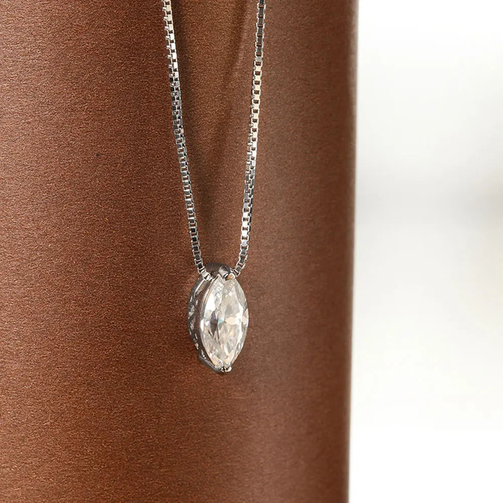 1ct Marquise Cut Moissanite Necklace 925 Sterling Silver 18k Gold Plated Chain VVS1 D Color with GRA Certificate