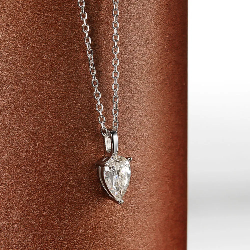 Diamond-Lab 1ct Pear Cut Moissanite Necklace – D Color VVS1, 925 Sterling Silver, Water-Resistant, GRA Certified Fine Jewelry for Women - Diamond-Lab