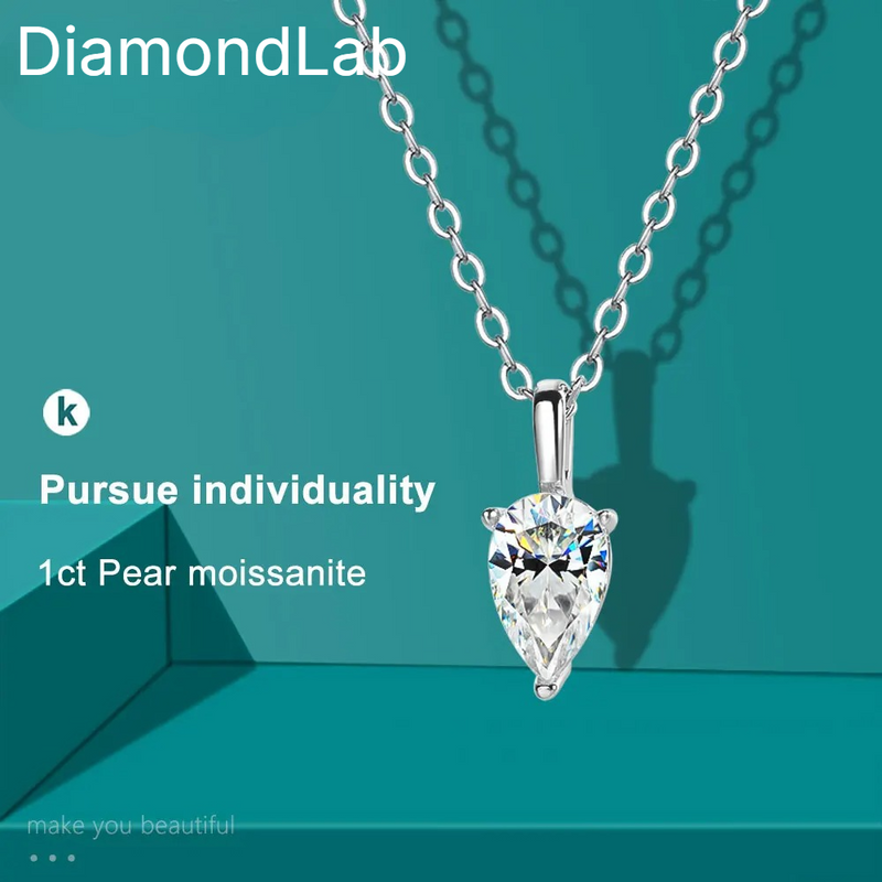 Premium Round Moissanite Necklaces 925 Silver White Gold VVS1