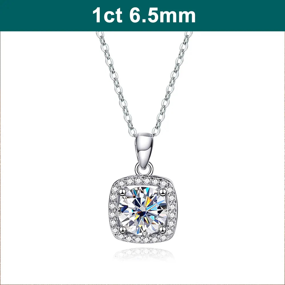 Diamond-Lab 2ct Moissanite Necklace – D Color VVS1, 8 Heart 8 Arrow Round Cut, 925 Sterling Silver, Waterproof, GRA Certified Fine Jewelry - Diamond-Lab