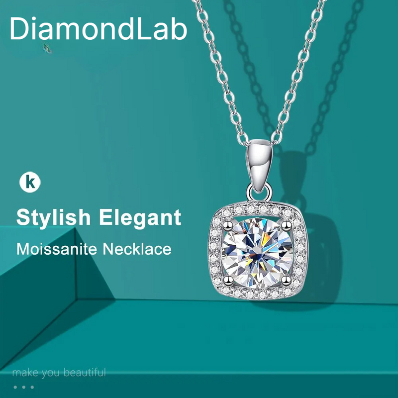 1ct Premium Marquise Moissanite Necklace 925 Silver Gold VVS118k Gold Plated Chain VVS1 D Color with GRA Certificate