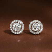 Dazzling center stones framed by a halo of sparkle. Ideal for adding a luxurious touch to any look. - Diamond-Lab