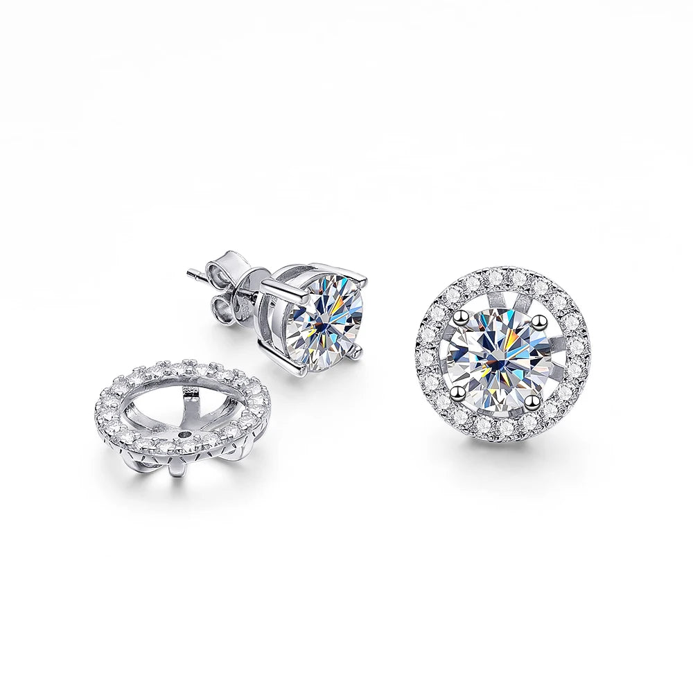 Dazzling center stones framed by a halo of sparkle. Ideal for adding a luxurious touch to any look. - Diamond-Lab