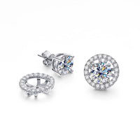 Dazzling center stones framed by a halo of sparkle. Ideal for adding a luxurious touch to any look. - Diamond-Lab