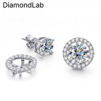 Dazzling center stones framed by a halo of sparkle. Ideal for adding a luxurious touch to any look. - Diamond-Lab