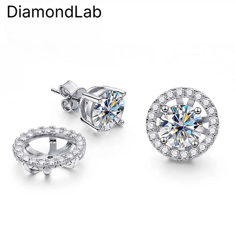 Dazzling center stones framed by a halo of sparkle. Ideal for adding a luxurious touch to any look. - Diamond-Lab